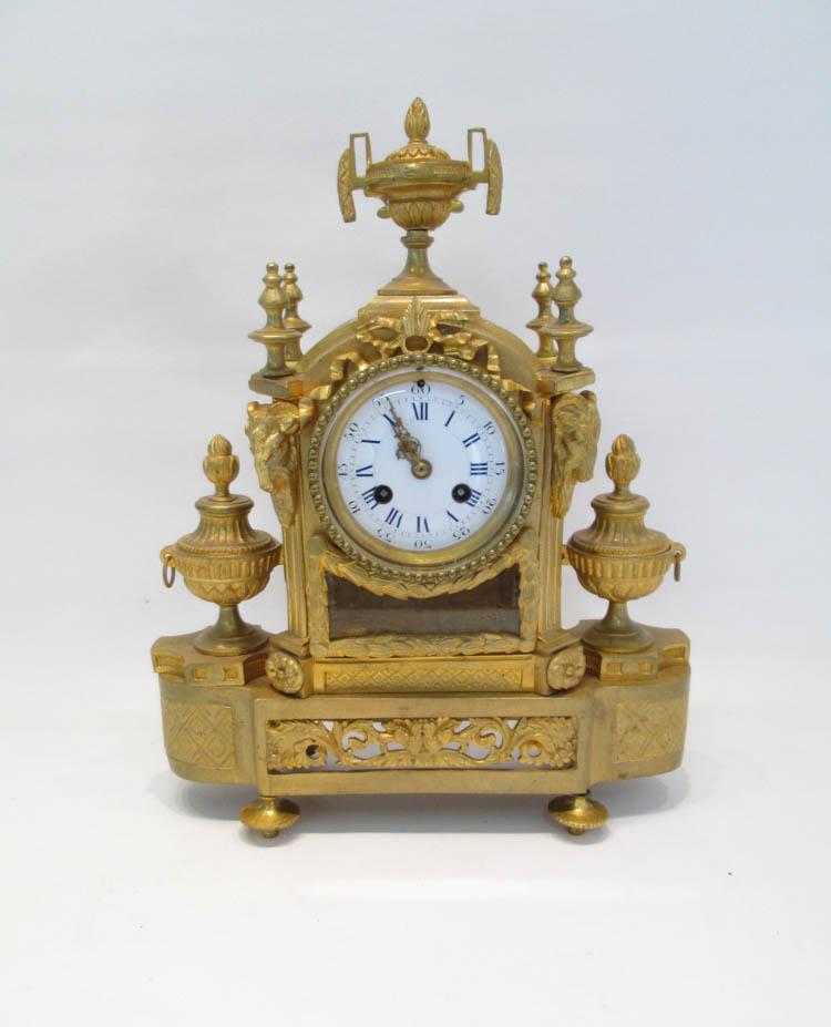 Appraisal: LOUIS XVI STYLE GILT BRONZE MANTEL CLOCK Jean Vincenti Cie