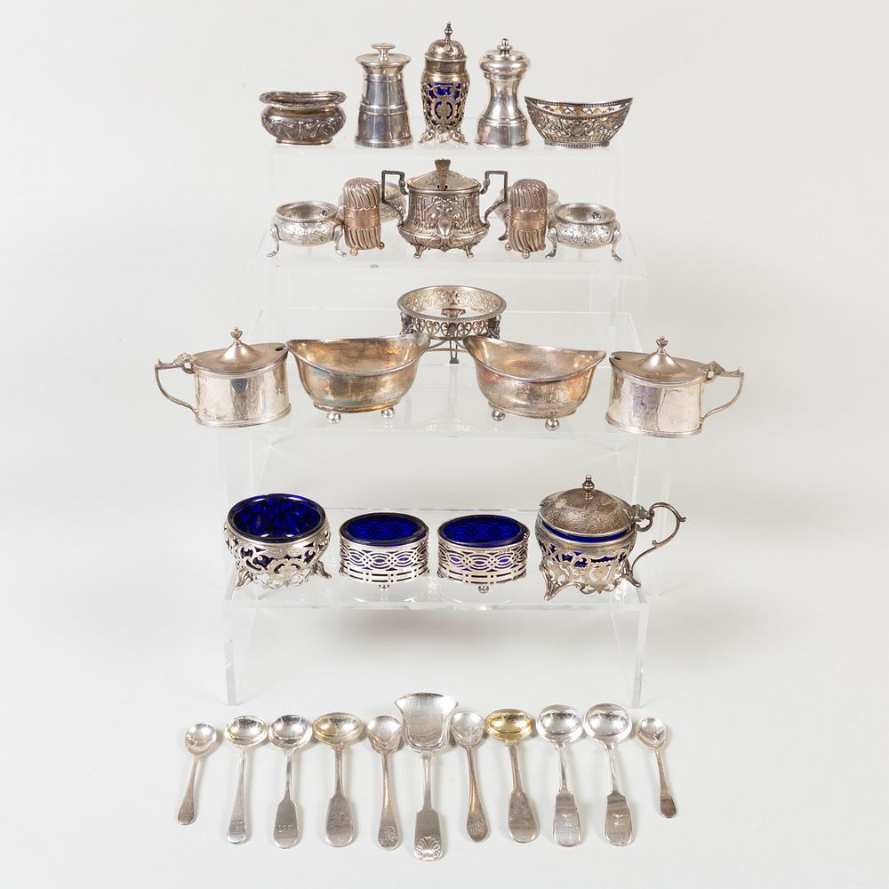 Appraisal: Group of British and Continental Silver Condiment Articles Variously marked