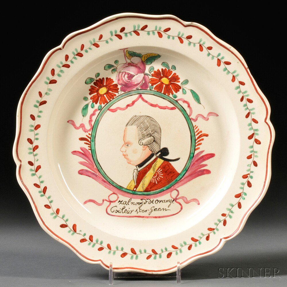 Appraisal: Dutch Decorated Cream-colored Earthenware Plate England c polychrome enamel decorated