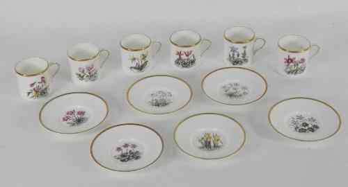 Appraisal: A Royal Worcester coffee set comprising six cans and six