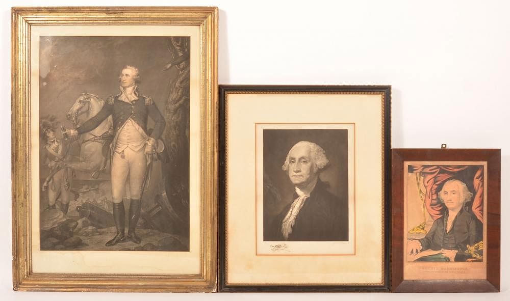 Appraisal: George Washington Engravings and Print Three George Washington Engravings and