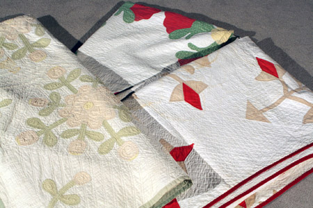 Appraisal: Group of Three American Pieced Cotton and Calico Quilted Coverlets