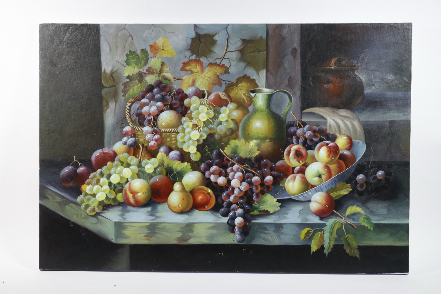 Appraisal: UNFRAMED STILL LIFE Dutch Style Fruit Still Life on marble