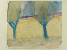 Appraisal: A watercolour titled ''Sunflower field near Sault Ventoux'' - monogram