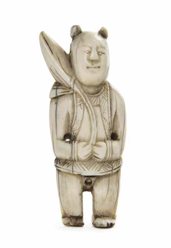 Appraisal: A Carved Ivory Erotic Figure the male figure depicted holding