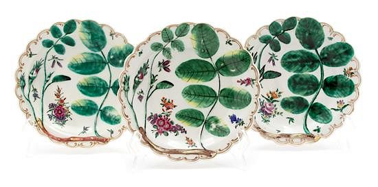 Appraisal: Three Blind Earl Molded Porcelain Plates Diameter inches Three Blind