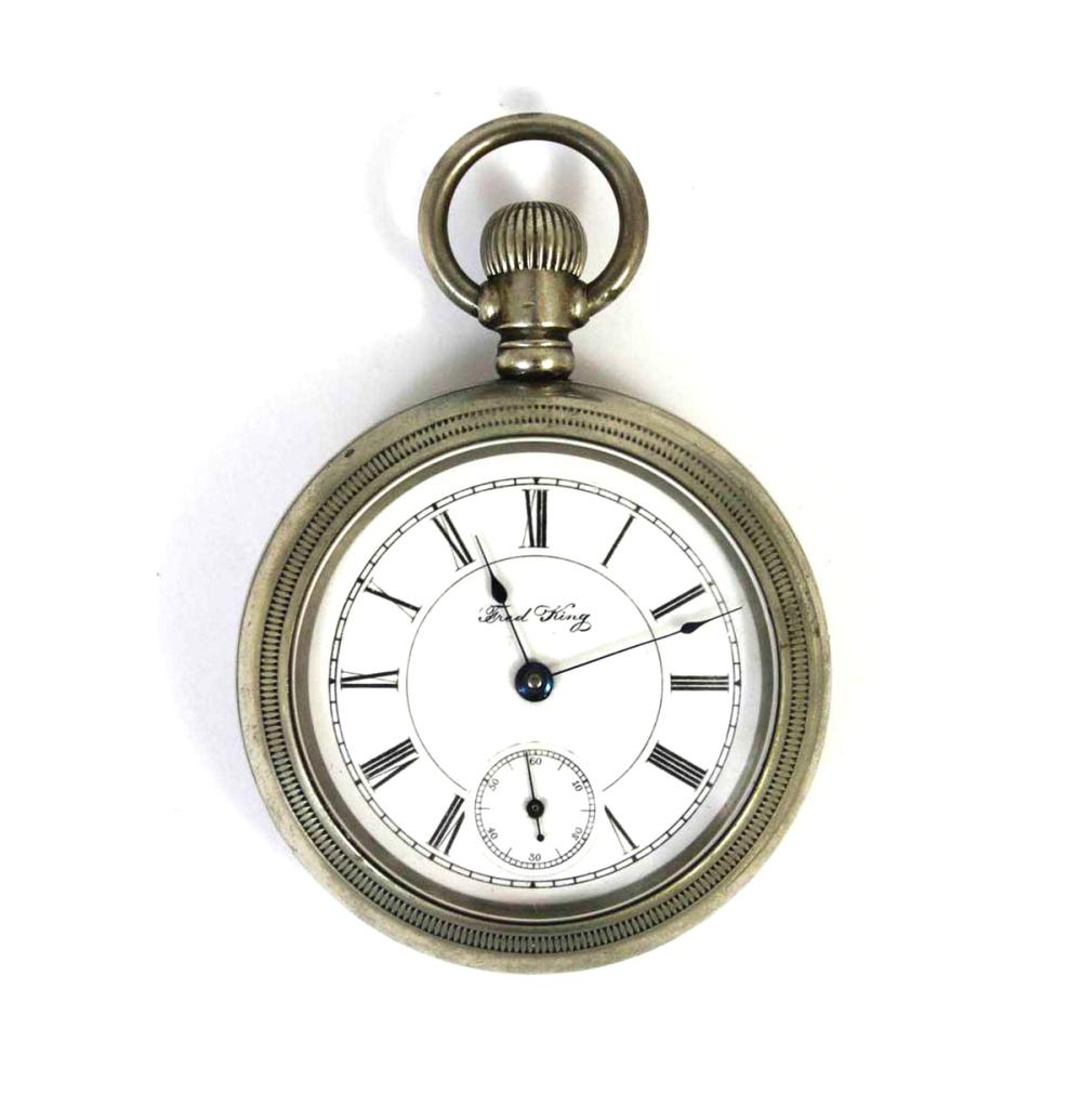 Appraisal: FRED KING BARRE VT CRYSTAL BACK POCKET WATCH size movement