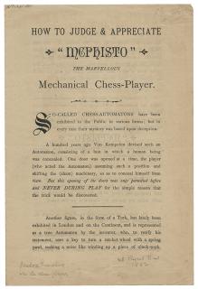 Appraisal: How to Judge Appreciate Mephisto The Marvellous Mechanical Chess-Player London