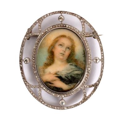 Appraisal: An oval French brooch circa centred by a miniature portrait