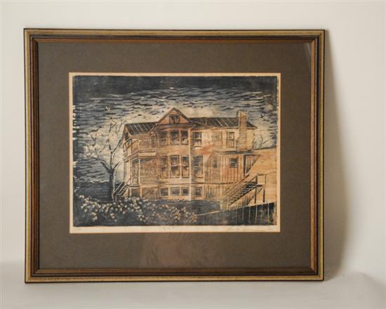 Appraisal: Leon Parham House Scene Print Limited edition signed lower right