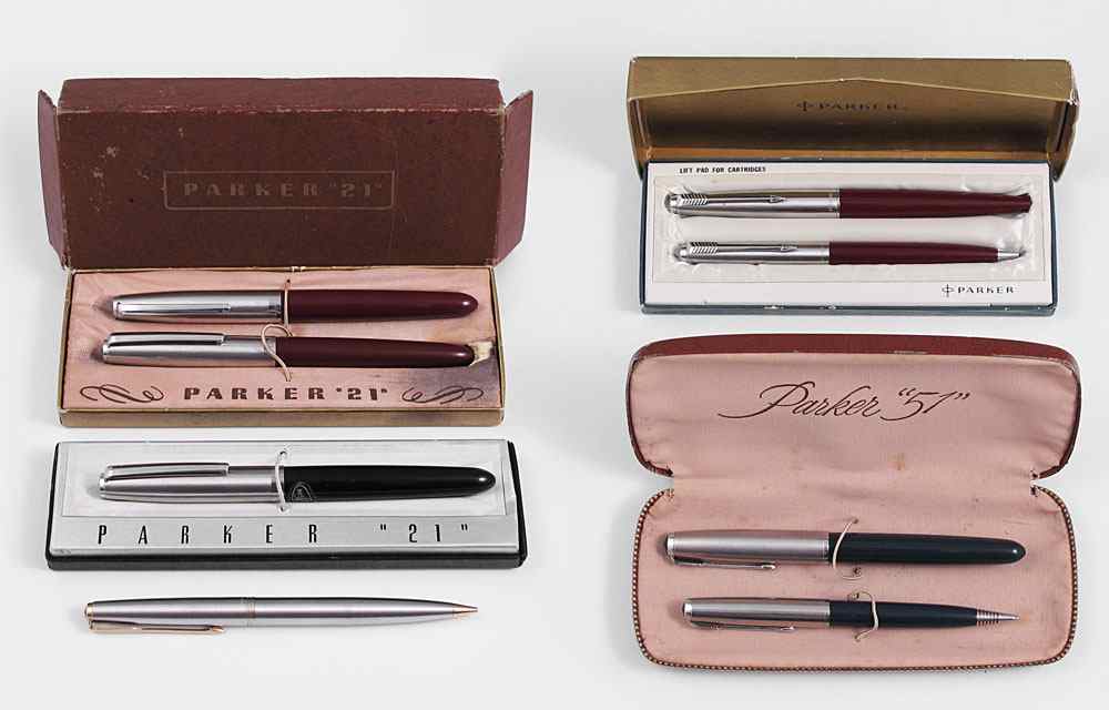 Appraisal: VINTAGE PARKER PEN COLLECTION To include one '' '' boxed