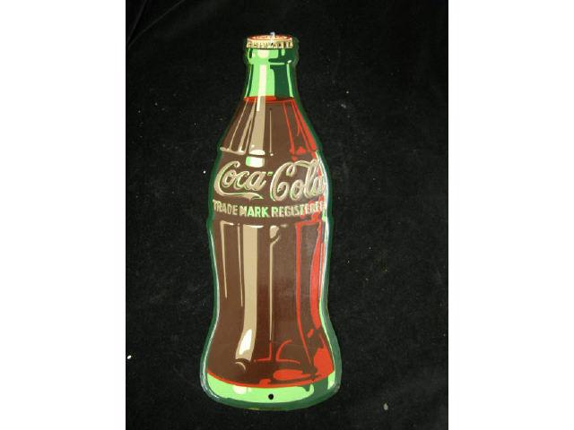 Appraisal: Old Figural Coca Cola Tin Sign bottle form