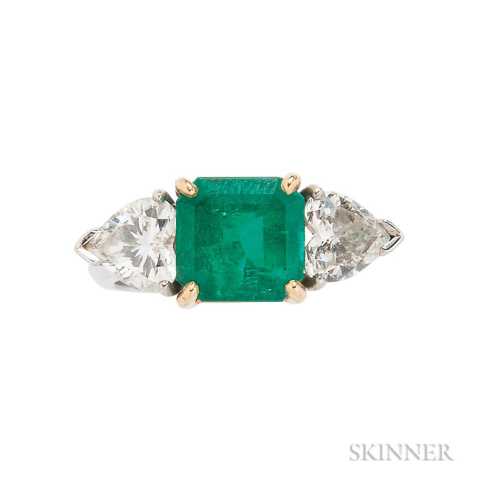 Appraisal: Emerald and Diamond Ring Emerald and Diamond Ring set with