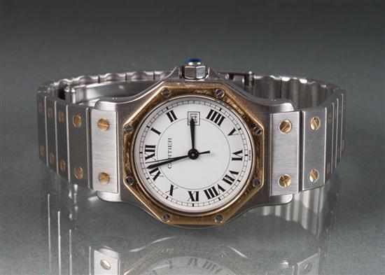 Appraisal: Cartier ''Santos'' stainless steel and K yellow gold lady's wristwatch