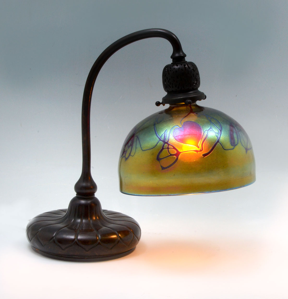 Appraisal: TIFFANY BRONZE ART GLASS DESK LAMP BASE Tiffany desk lamp