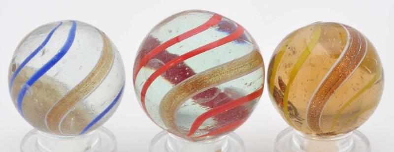 Appraisal: Lot of Banded Transparent Lutz Marbles Description This lot includes