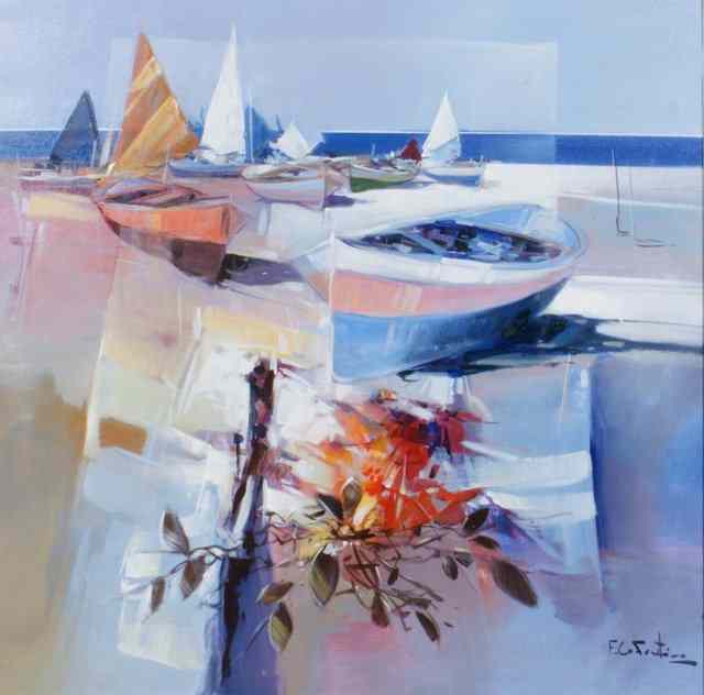 Appraisal: FABIO COSTANTINO b Boats on the beach signed lower right