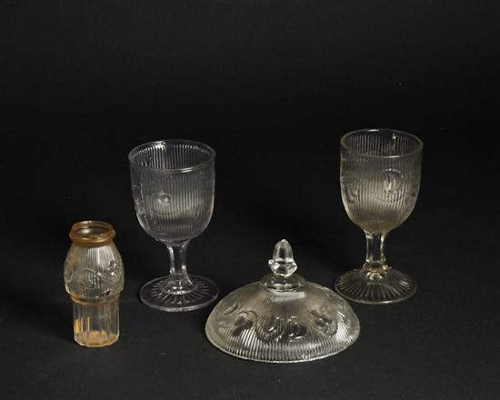 Appraisal: A Mixed Lot of Pressed Bellflower Sandwich Glass a round