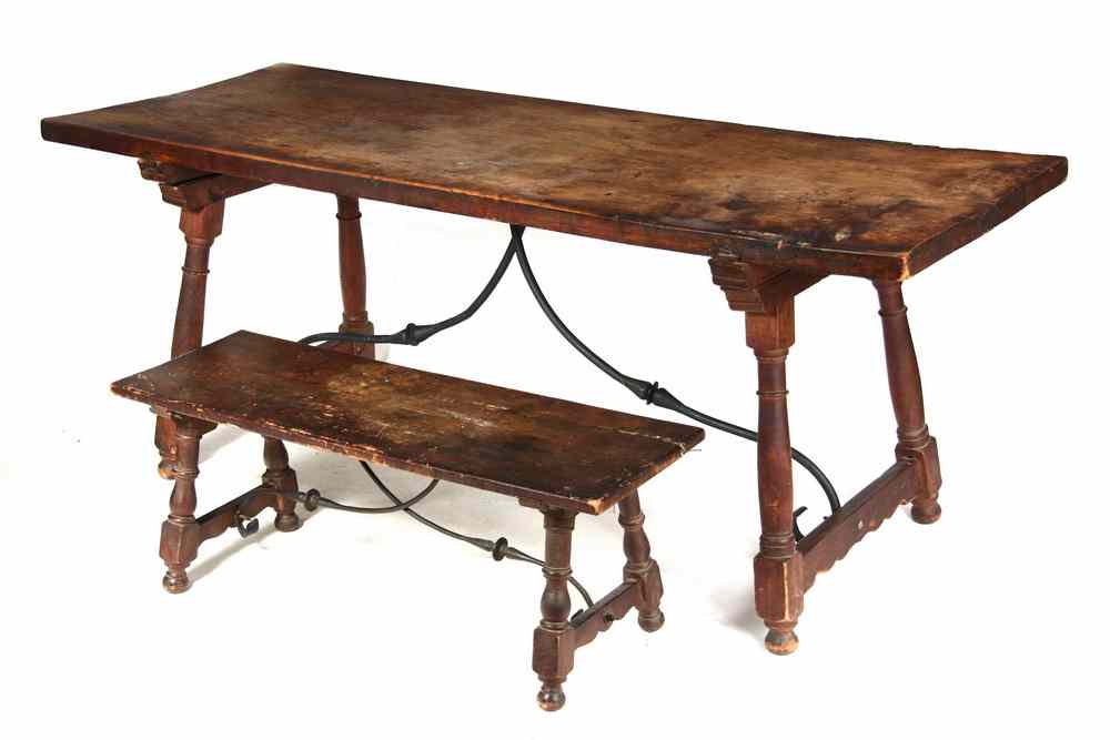 Appraisal: ITALIAN IRON TRESTLE TABLE BENCH - th c Italian Refectory