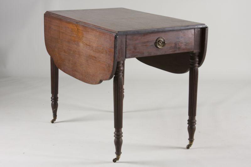 Appraisal: American Sheraton Pembroke Table ca mahogany with shaped leaves single