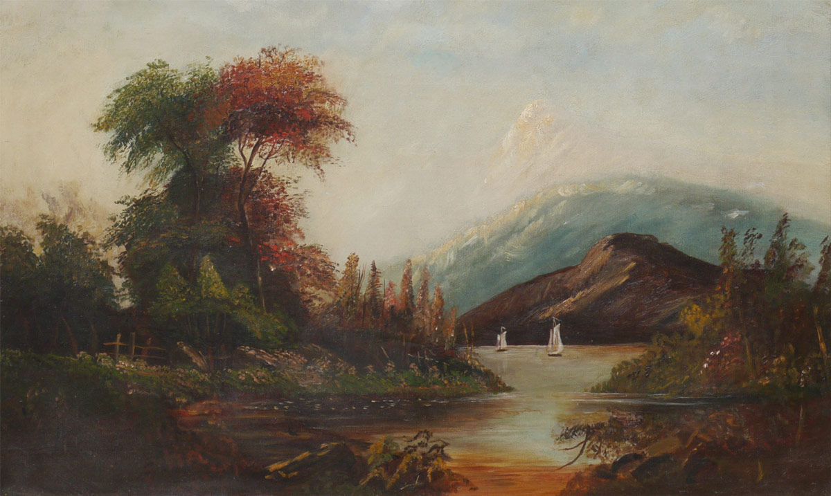 Appraisal: HUDSON RIVER SCHOOL STYLE PAINTING Oil Canvas '' x ''