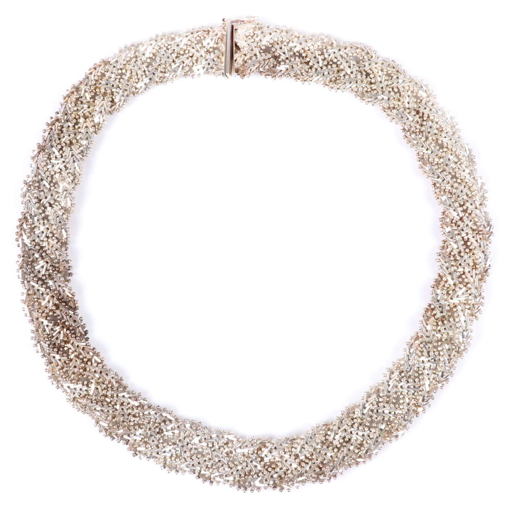 Appraisal: DIAMANT'S VINTAGE DESIGNER DIAMOND CUT STERLING SILVER WOVEN BRAIDED COLLAR