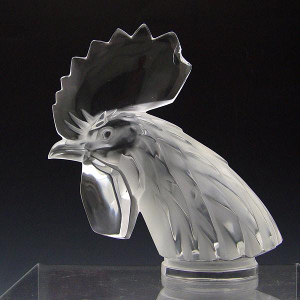 Appraisal: LALIQUE ROOSTER CAR MASCOT Frosted and clear signed on base