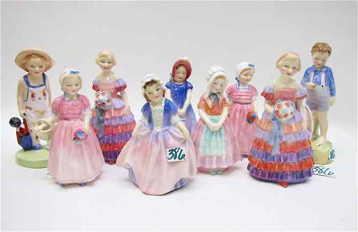 Appraisal: NINE PORCELAIN ROYAL DOULTON FIGURINES ''Tootless '' HN ''H ''The