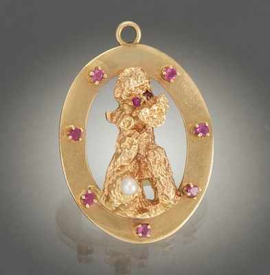 Appraisal: A Vintage Gold Poodle Pendant k yellow gold pendant designed