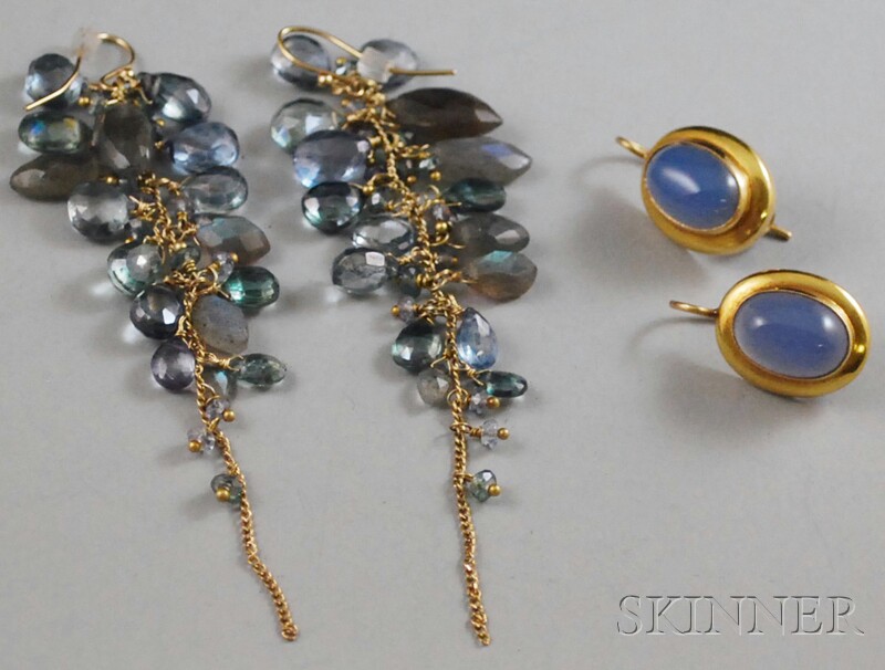 Appraisal: Two Pairs of Earrings a pair of kt gold and