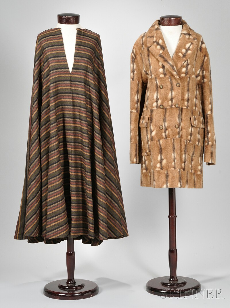 Appraisal: Two Salvatore Ferragamo Lady's Outerwear Items a striped wool poncho