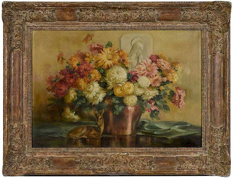 Appraisal: Joseph Henry Sharp American - Still Life with Chrysanthemums signed