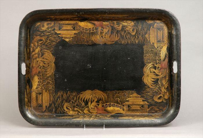 Appraisal: T le-Peinte Tray with Chinoiserie Decoration x in