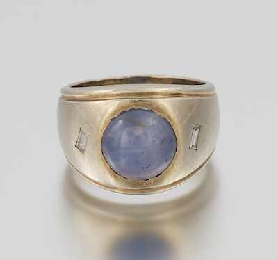 Appraisal: A Gentleman's Star Sapphire and Diamond Ring k white gold