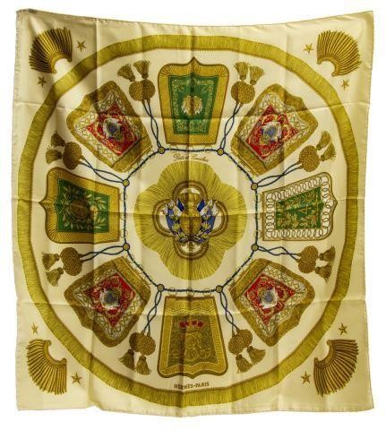 Appraisal: Hermes silk twill scarf Poste et Cavalerie pattern original design