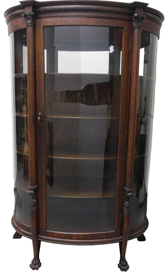 Appraisal: Classical Revival bow front china cabinet oak mirrored panel at