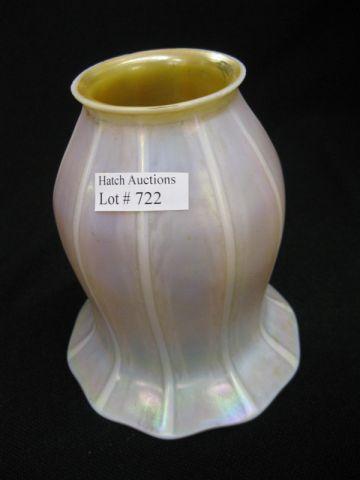 Appraisal: Quezal Art Glass Shade tulip form ribbed calcite exterior golden