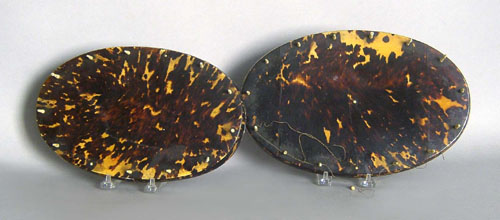 Appraisal: Two tortoise shell and ivory stands h w and h