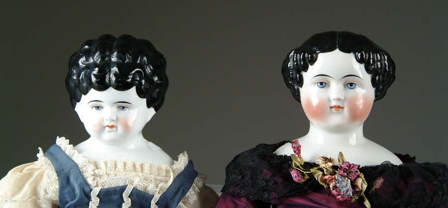 Appraisal: LOT OF TWO AND CHINA HEAD DOLLS s era china