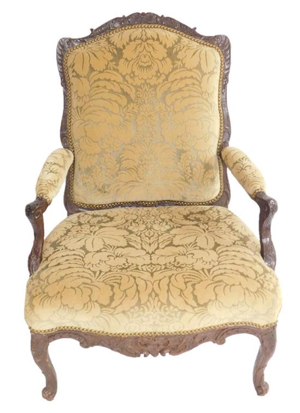 Appraisal: Louis XVI style open armchair with cut velvet upholstery light