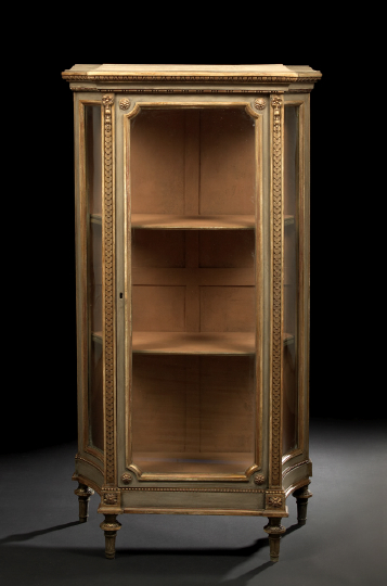 Appraisal: Louis XVI-Style Polychromed Vitrine early th century the rectangular top