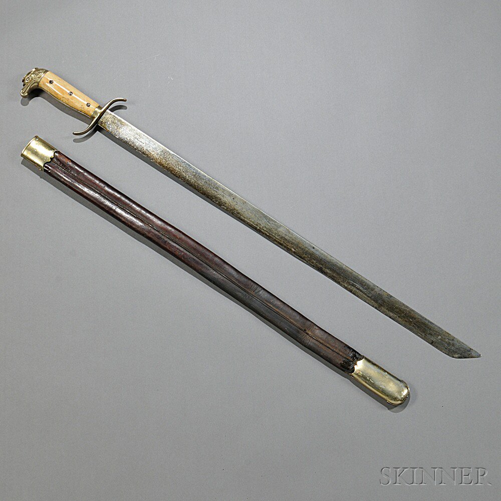 Appraisal: Eagle Pommel Short-sword with Scabbard c th century brass eagle