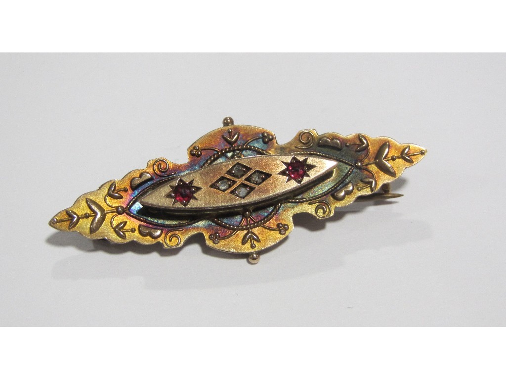 Appraisal: Victorian ct gold diamond and ruby set bar brooch