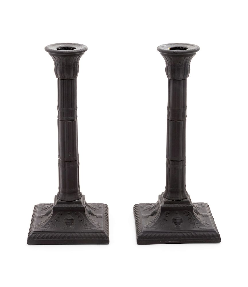 Appraisal: A Pair of Basalt Candlesticks A Pair of Italian Basalt