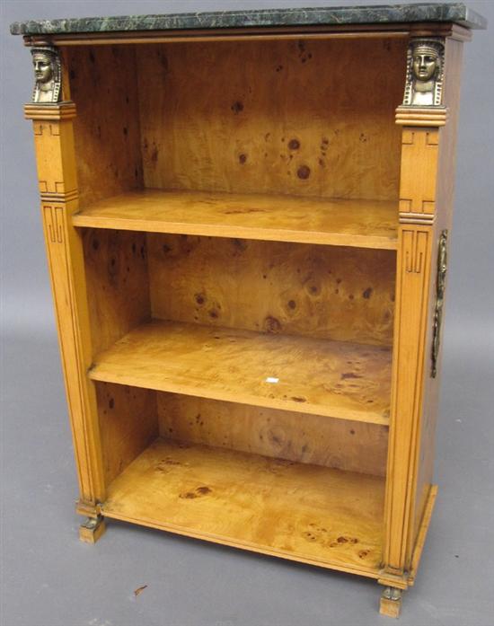 Appraisal: BOOKCASE A th C marble top classical style blonde burled