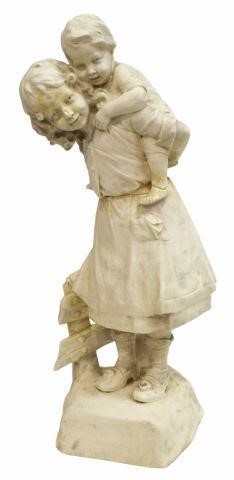 Appraisal: Plaster sculpture likely a mold for bronze casting Child Carrying