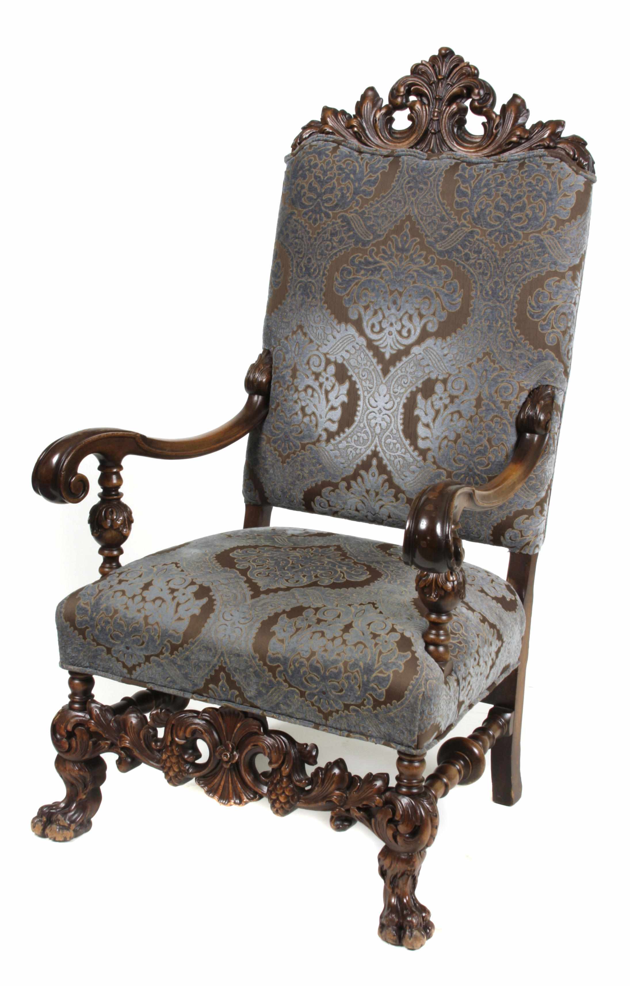 Appraisal: A Continental Baroque style walnut armchair circa height in width