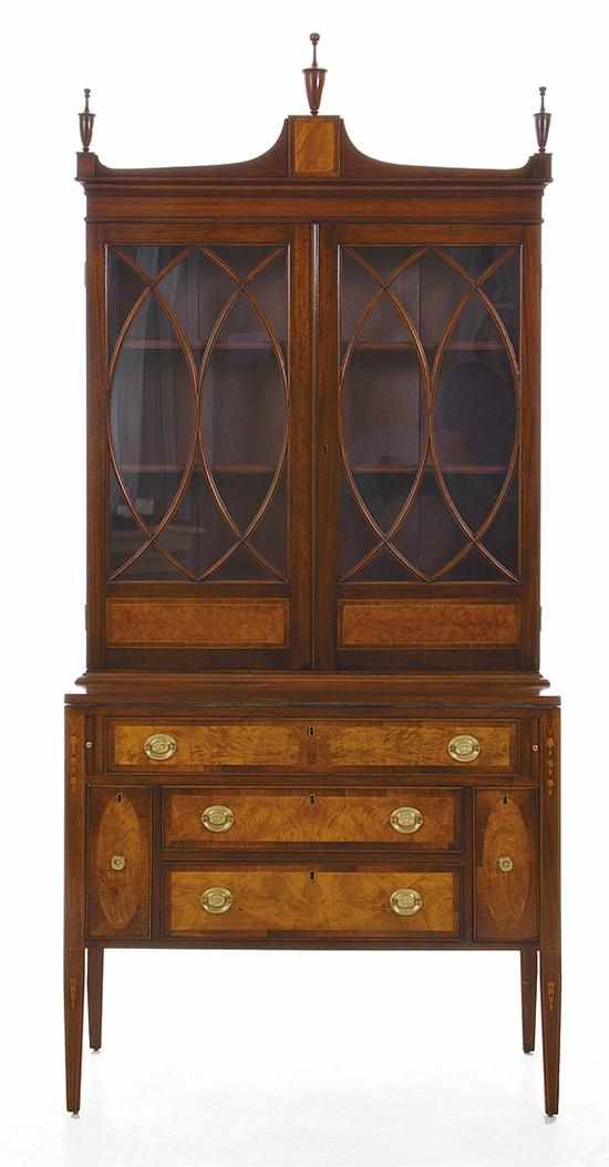 Appraisal: Federal style inlaid mahogany secretary desk early th century top