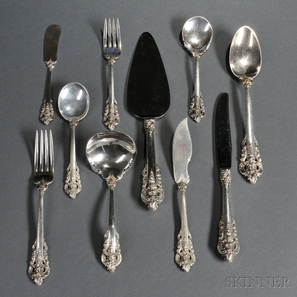 Appraisal: Wallace Grand Baroque Pattern Sterling Silver Flatware Service Wallingford Connecticut