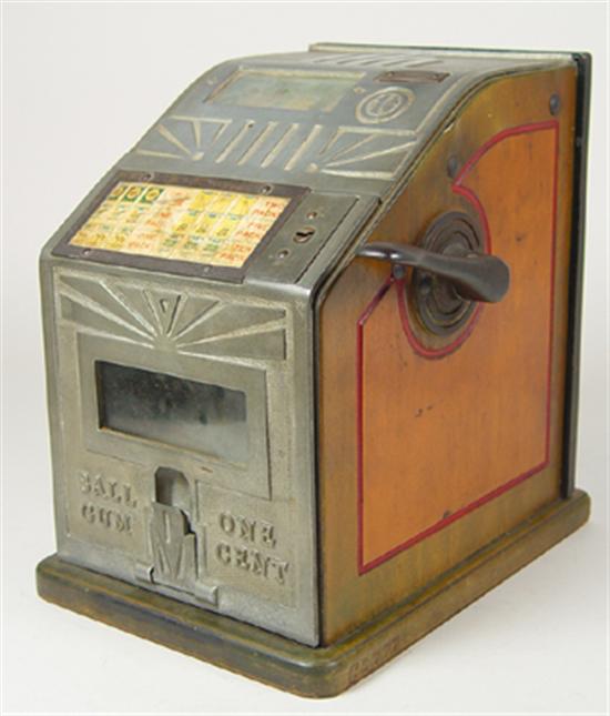 Appraisal: Ball Gum One Cent Slot Machine Circa 's One lever